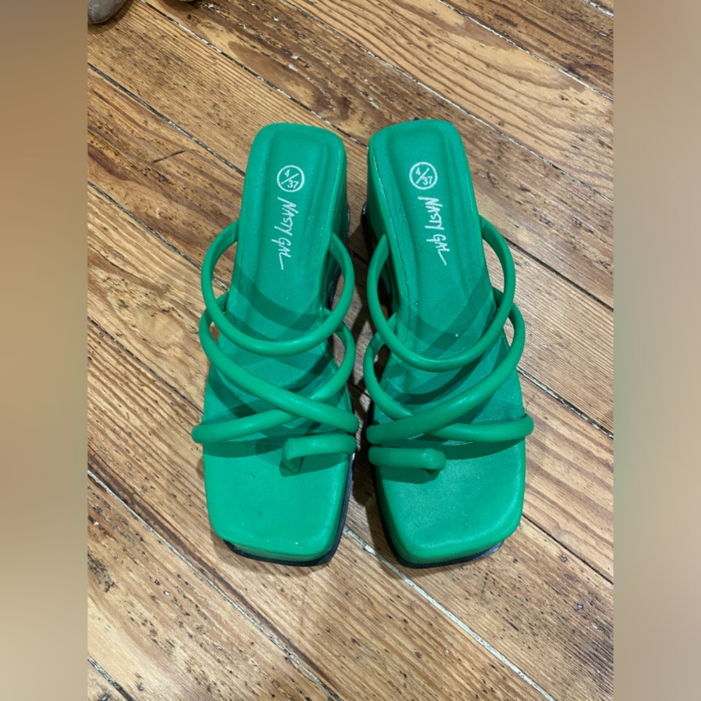 Green platform sandals